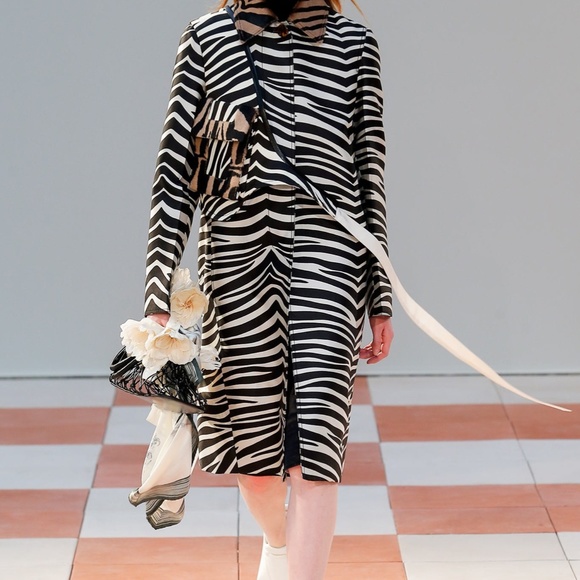 Celine zebra coat with hair calf collar - Picture 4 of 8